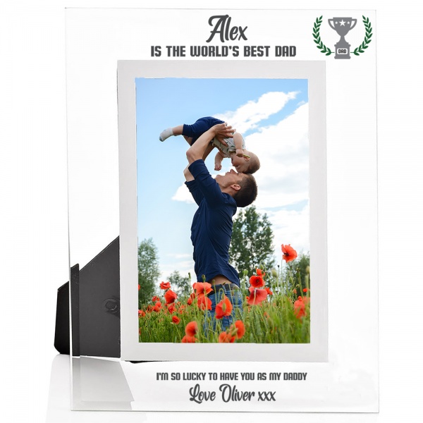 Dad Photo Frame Gift Personalise with Any Name Is The World's Best Dad 6x4'' or 7x5''